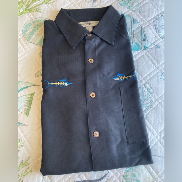 EUC - Hook & Tackle Marlin Swordfish Embroidered Button Up Dress Shirt - Picture 6 of 12